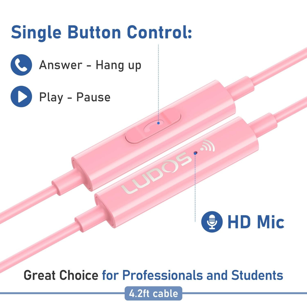 LUDOS Zenith pink headphones in office setup for daily calls.