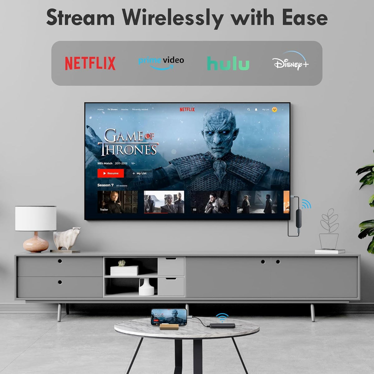 lulaven iShare Pro HDMI receiver connected to a TV for seamless wireless display