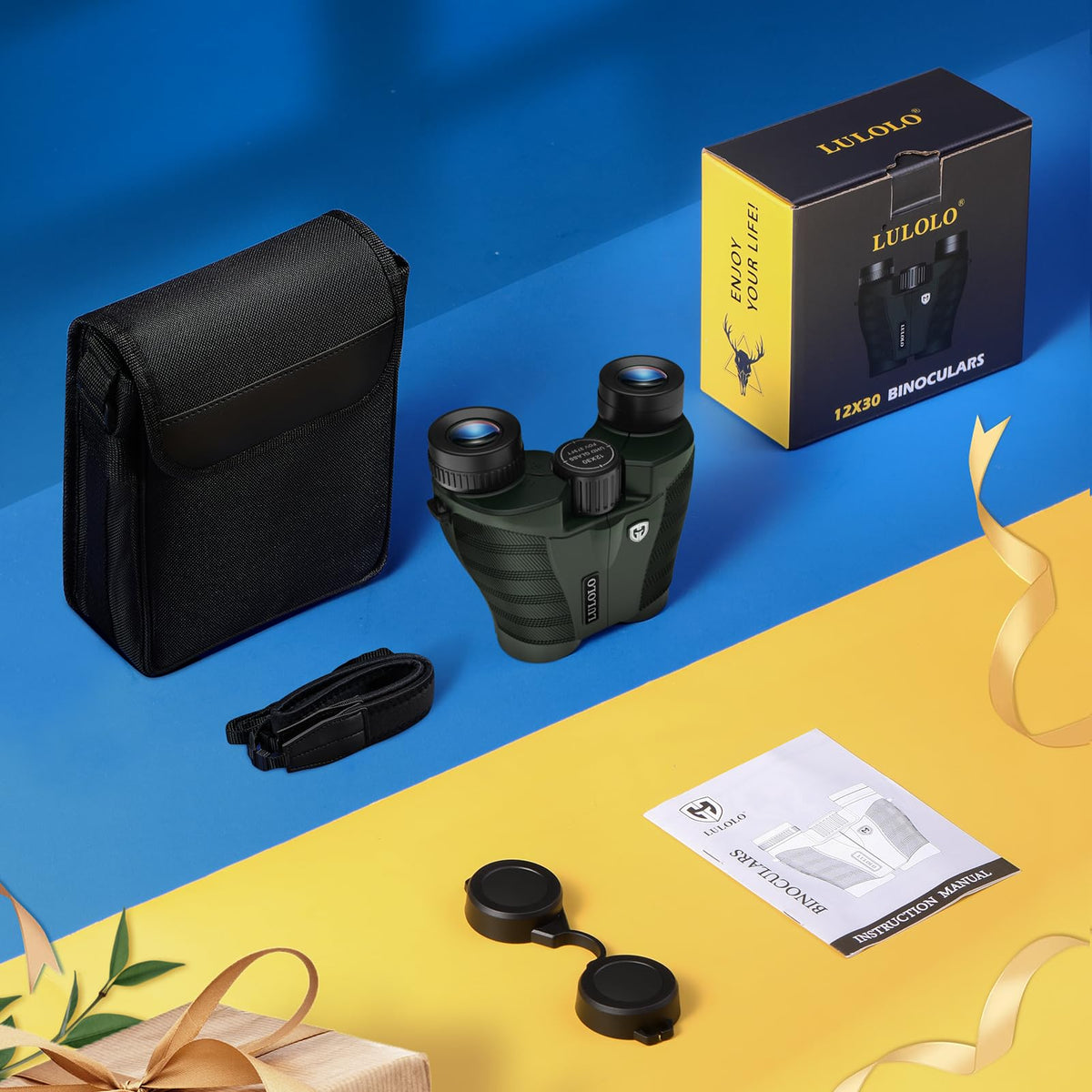 LULOLO binoculars with case and strap for easy travel protection