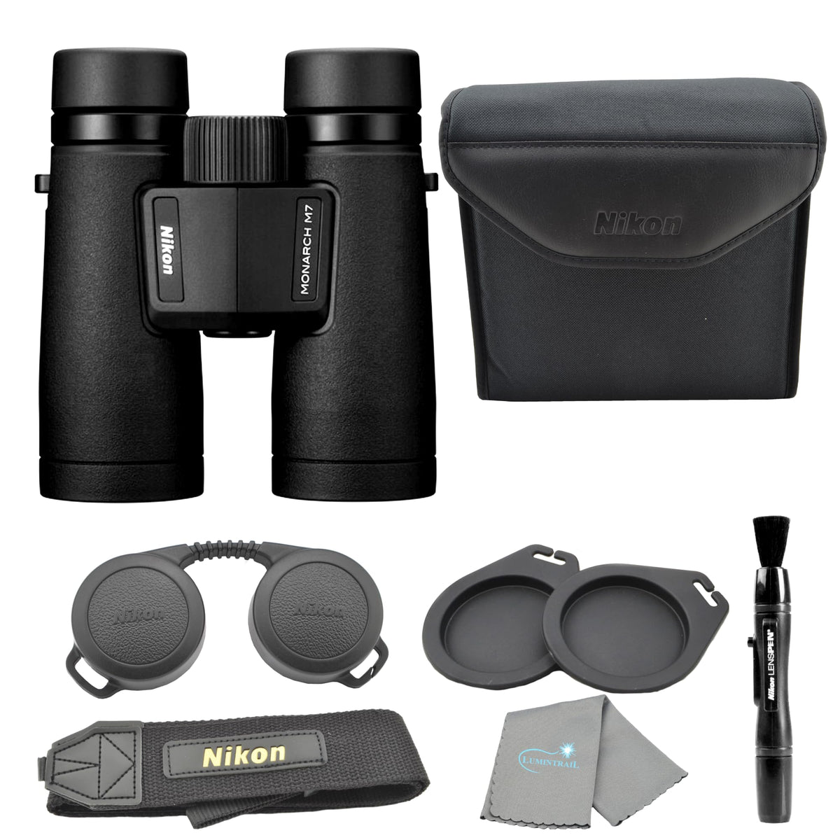 Lumintrail Nikon Monarch M7 10x42 binoculars bundle delivers sharp magnification for wildlife spotting.