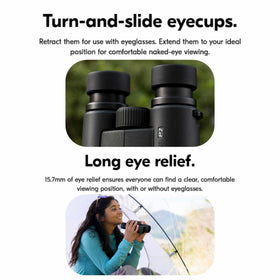 Lumintrail PROSTAFF P7 eyecups demonstrate long-eye relief for glasses wearers