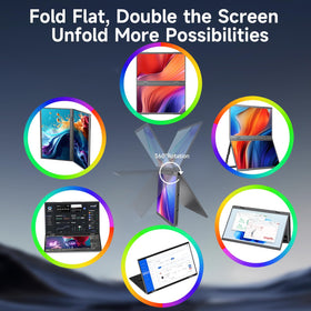 LUMIPIX portable monitor with built-in kickstand and durable hinges for versatile placement