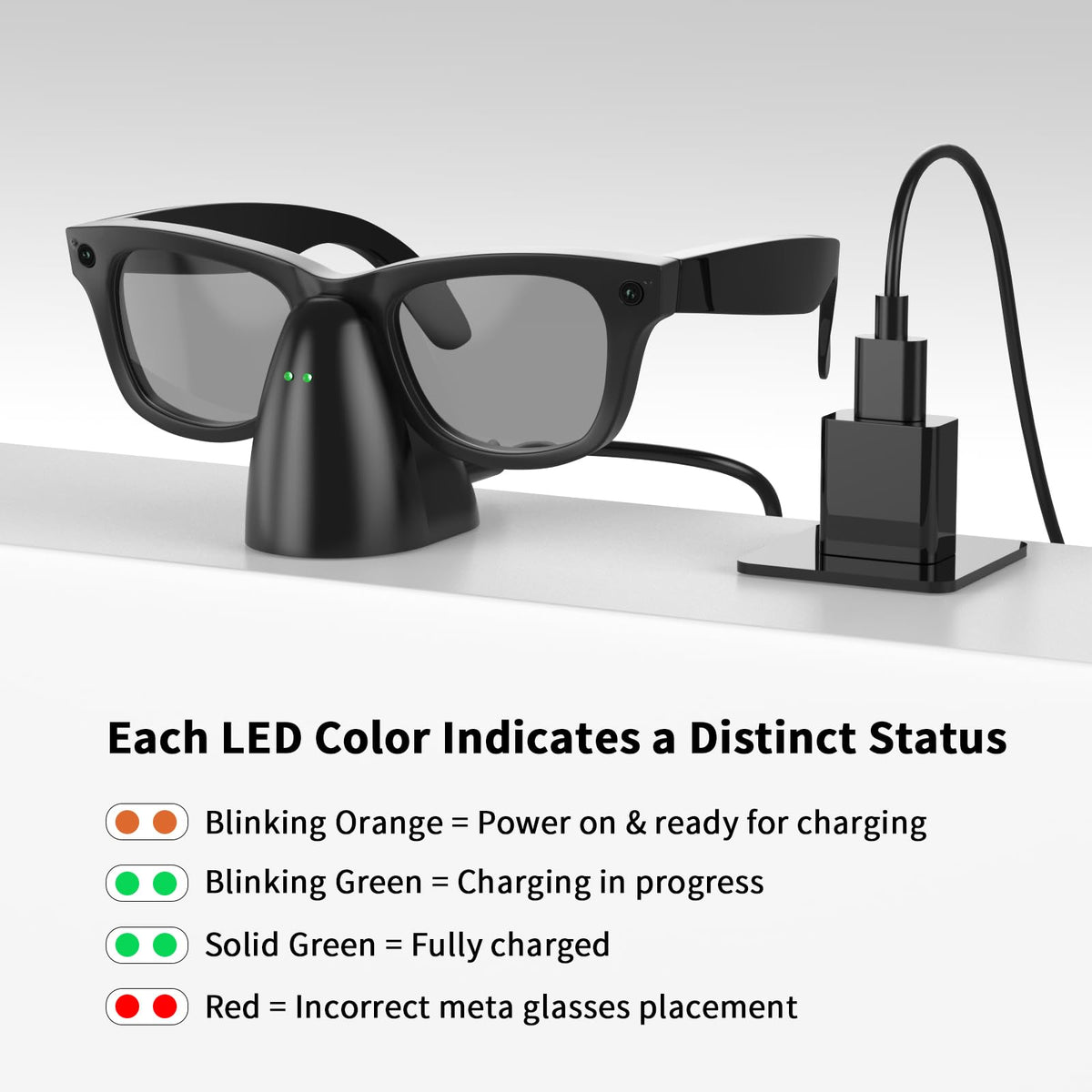 LUOKE Ray-Ban Meta charger stand features a compact, sleek design that fits any workspace