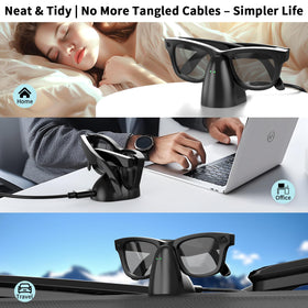 LUOKE Ray-Ban Meta charger stand supports Wayfarer Headliner Skyler styles for versatile charging