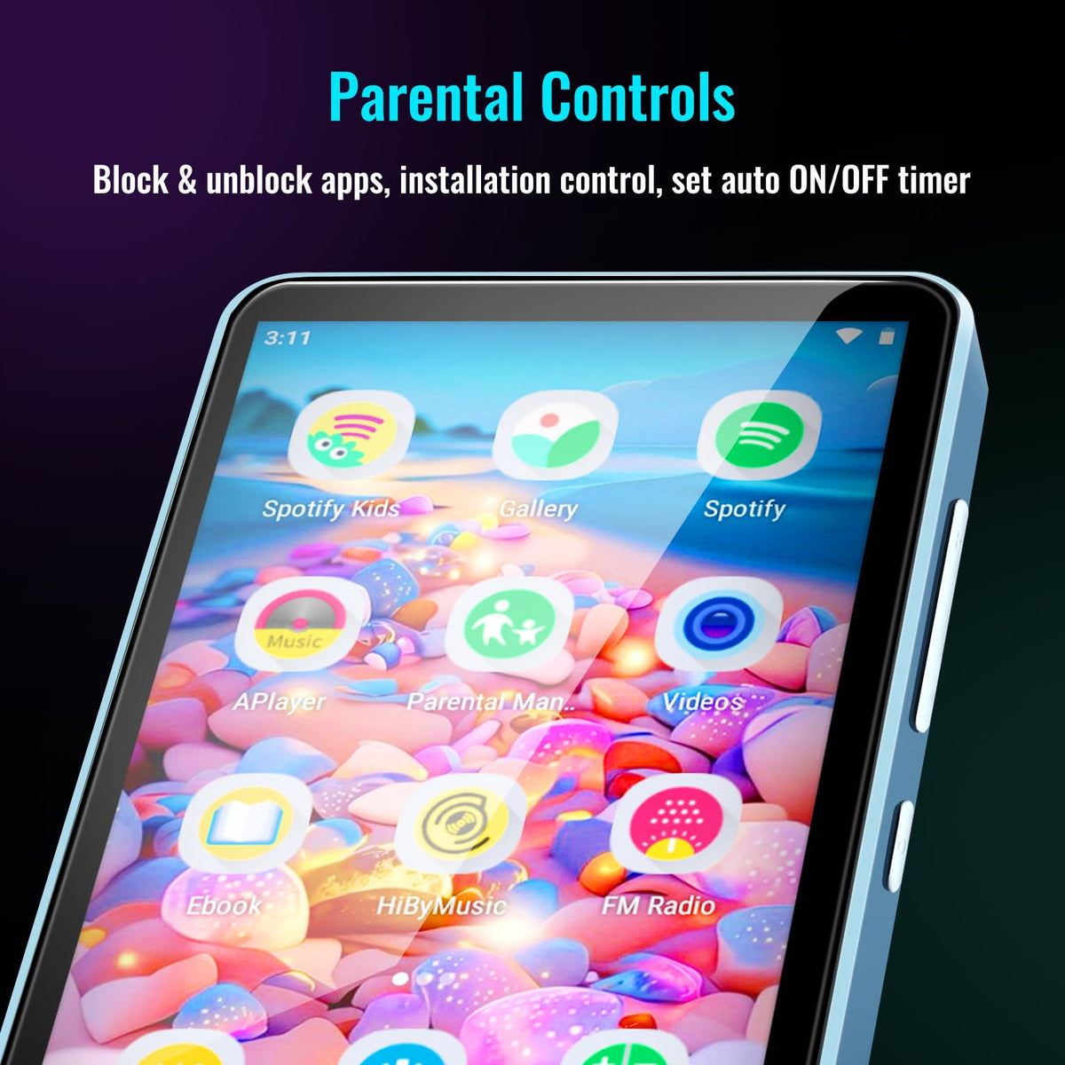 Luoran M4S 4.0" IPS display close-up highlighting clear visuals for children