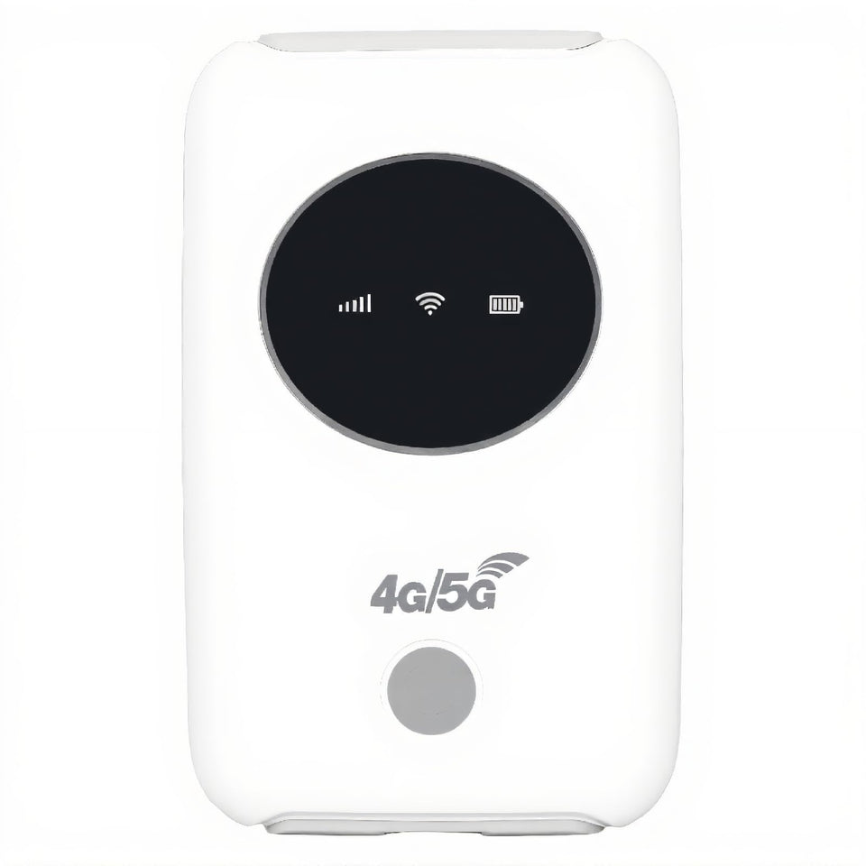 Luqeeg mobile hotspot front view, compact design for travel connectivity.