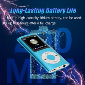 Luqeeg MP3 Player blue LCD display, clear navigation for your tunes