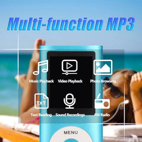 Luqeeg MP3 Player blue memory slot, supports keeping a larger library