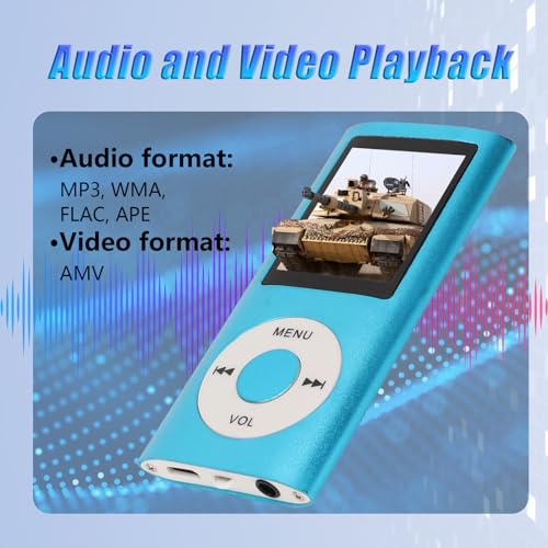 Luqeeg MP3 Player blue side keys, easy control for fast playlist changes
