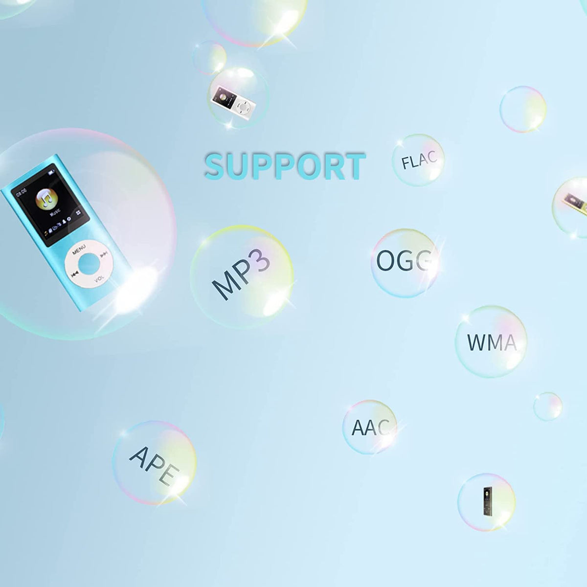 Luqeeg MP3 Player memory slot ready for up to 64GB of music storage