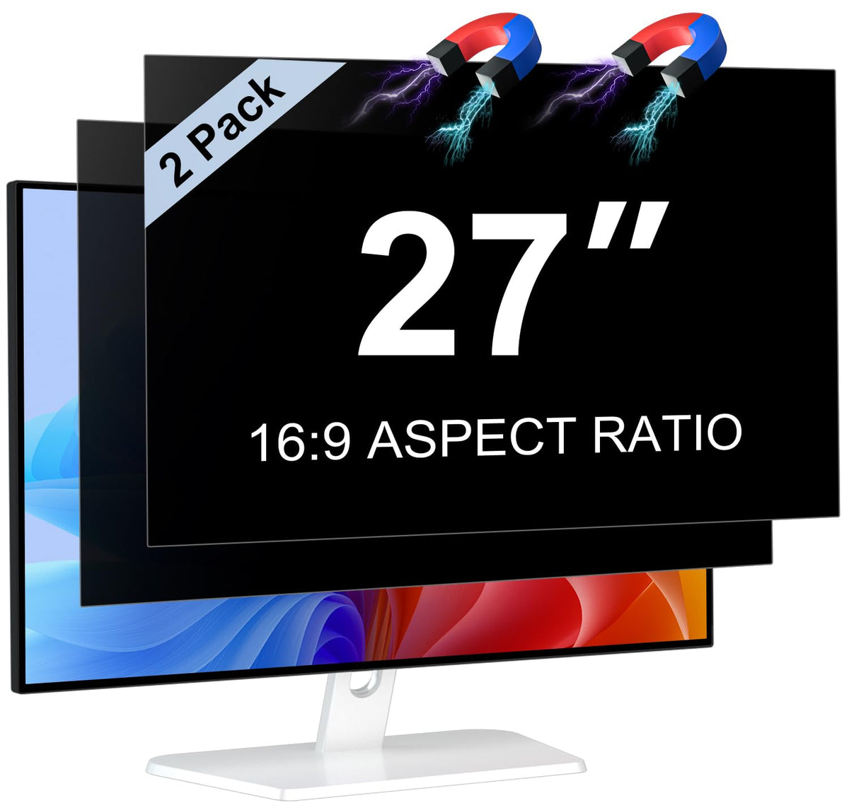 LUSA DESIGN 27-inch privacy filter front view protects screen content while preserving clarity.