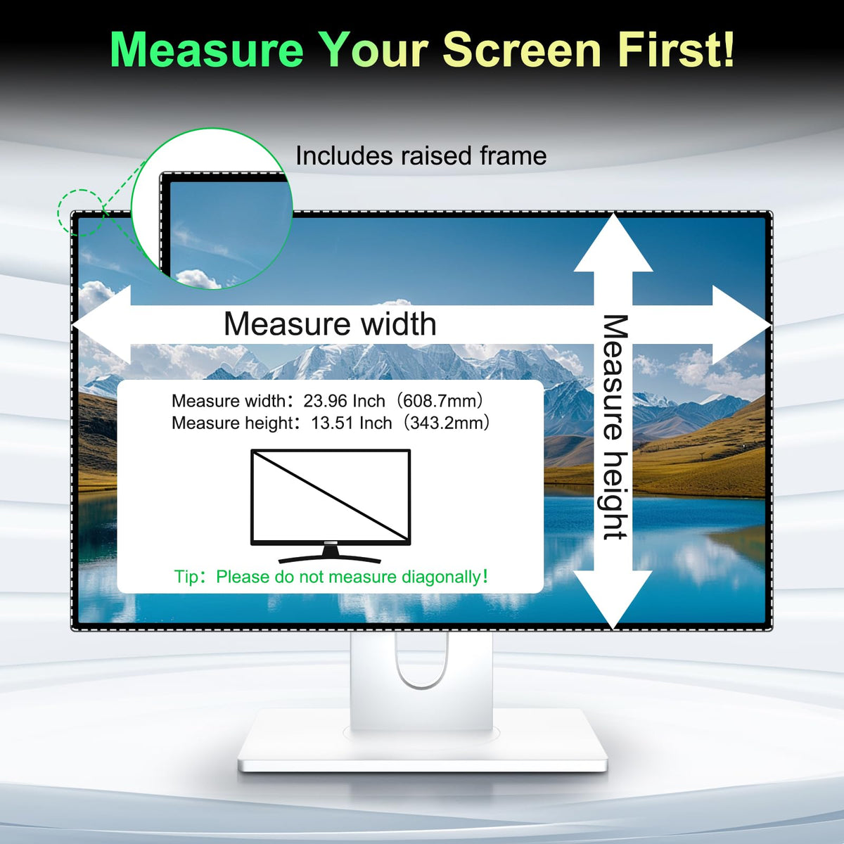 LUSA DESIGN 27-inch privacy filter side view blocks side glare while you work.