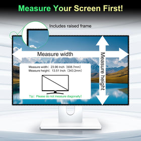 LUSA DESIGN 27-inch privacy filter side view blocks side glare while you work.