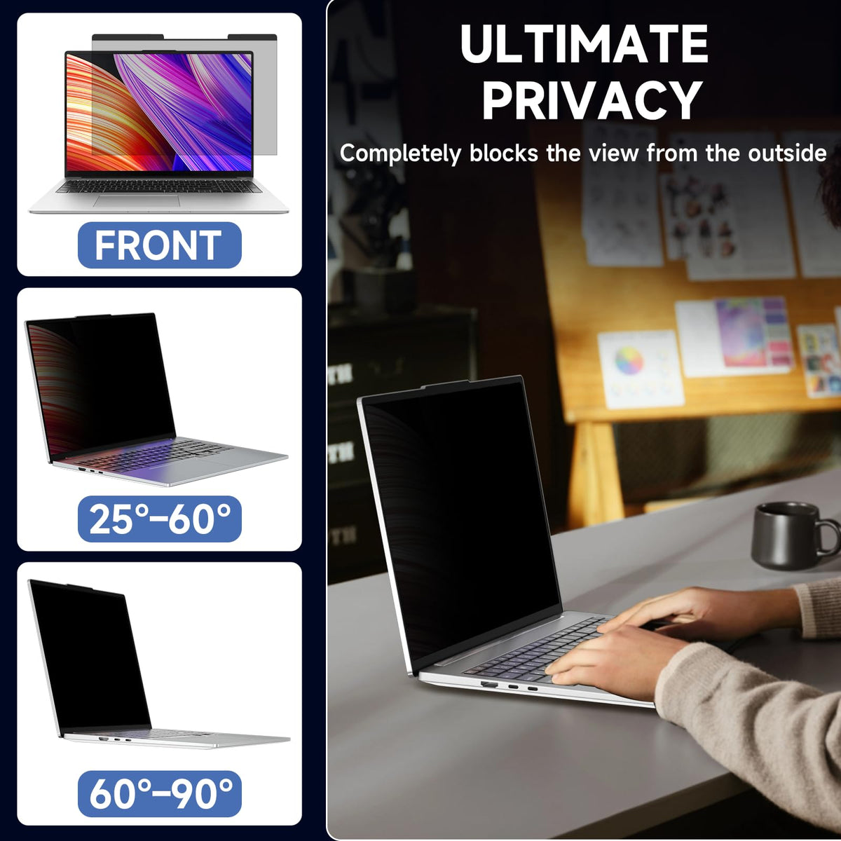 LUSA DESIGN 16-inch privacy filter dimensions fit HP, Lenovo, Dell and more