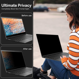 LUSA DESIGN privacy screen side view showing slim profile and glare reduction