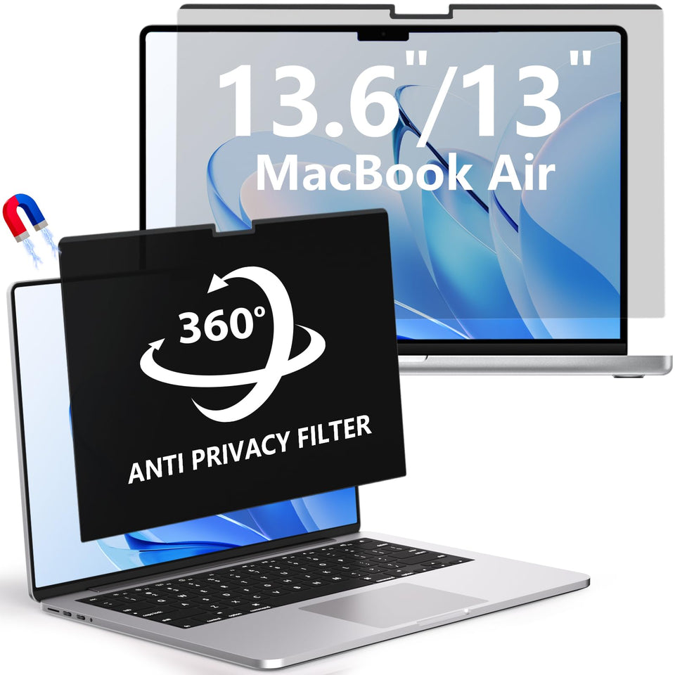 LUSA DESIGN privacy screen for MacBook Air 13.6-inch protects private viewing.