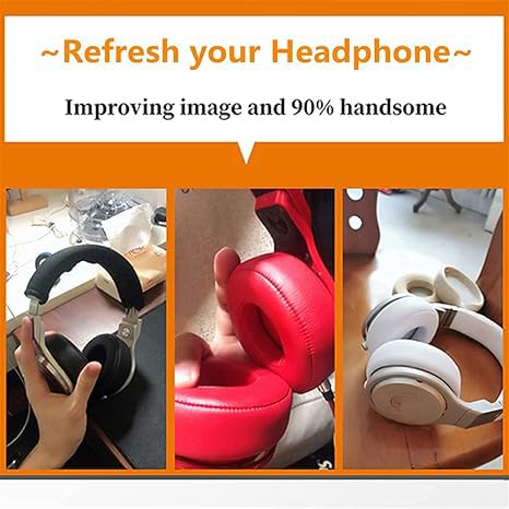 Lusgawer earpads on headphones in commuter setting, comfortable listening during travel