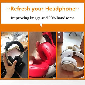 Lusgawer earpads on headphones in commuter setting, comfortable listening during travel