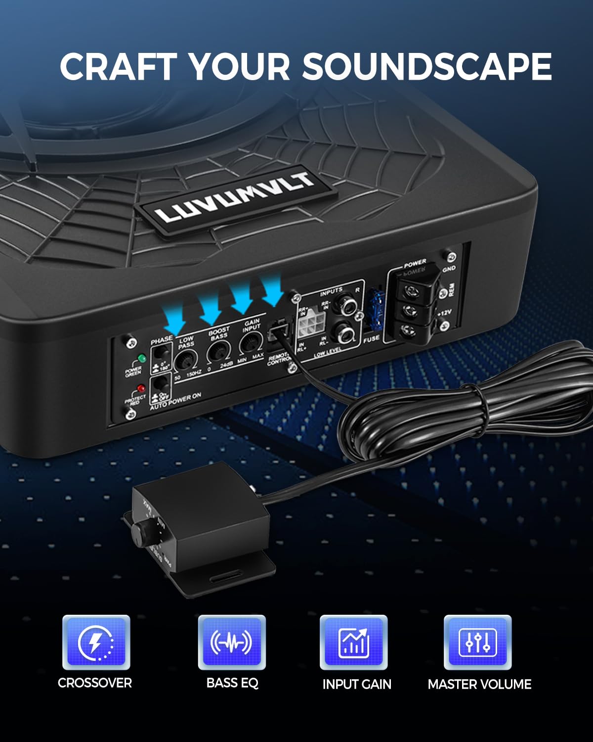 LUVUMVLT wireless remote for on-the-fly bass tuning