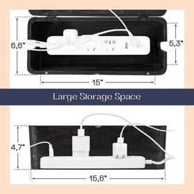 Luxe Designs inside view with power strip organizes multiple plugs