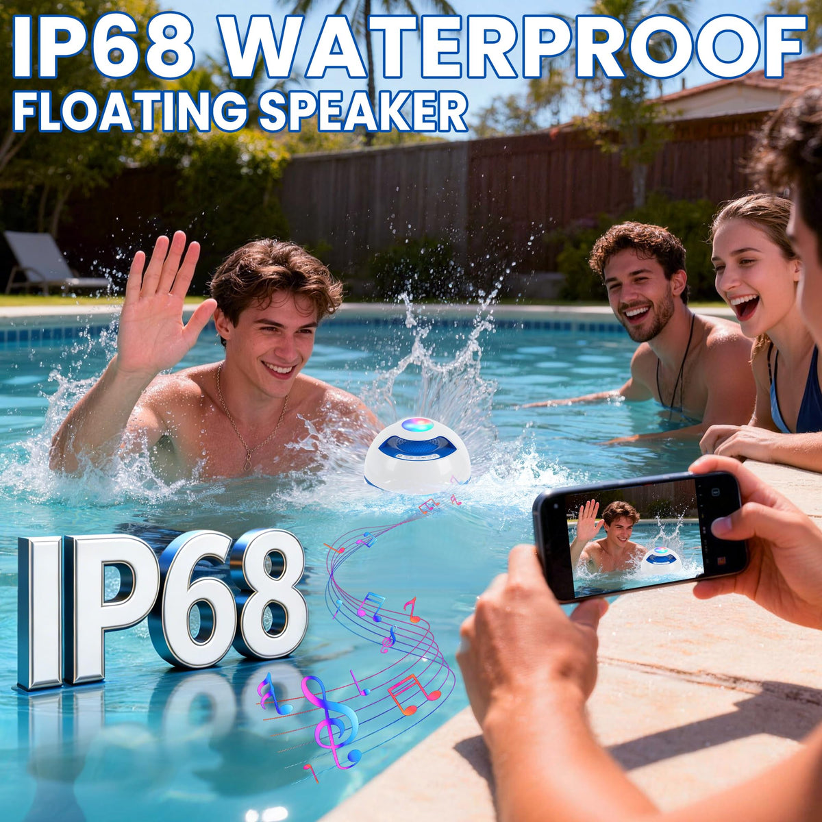 Luxfero floating design keeps the speaker buoyant and reachable during poolside gatherings.