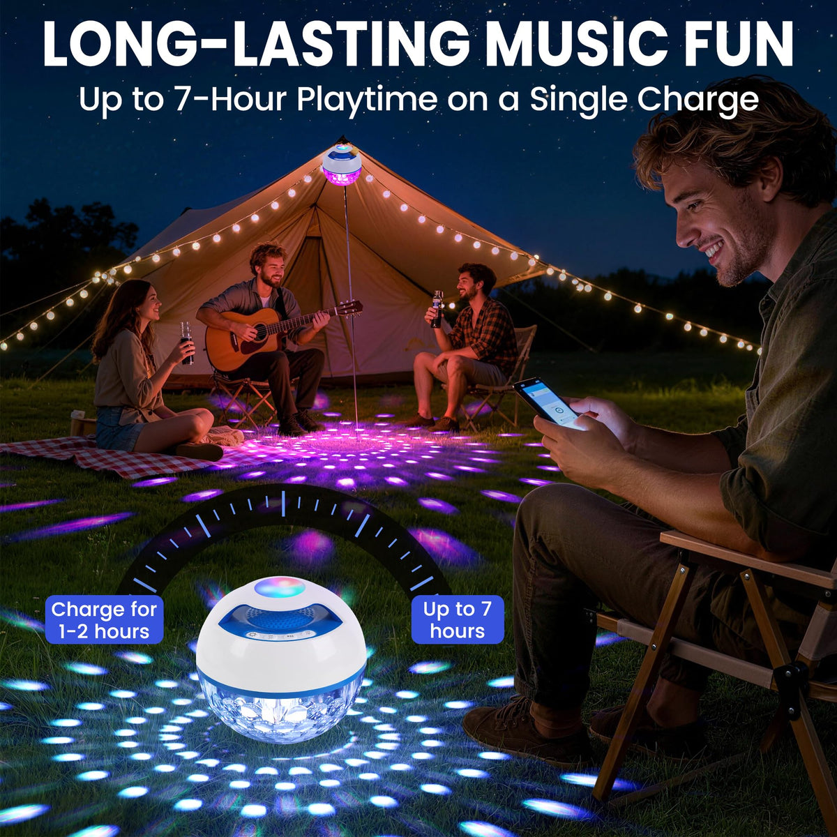 Luxfero IP68-watersafe speaker withstands moisture and splashes for pool, shower, or spa use.