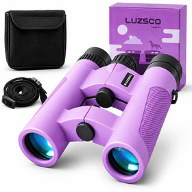 Luzsco front view purple binoculars showing compact design and portability