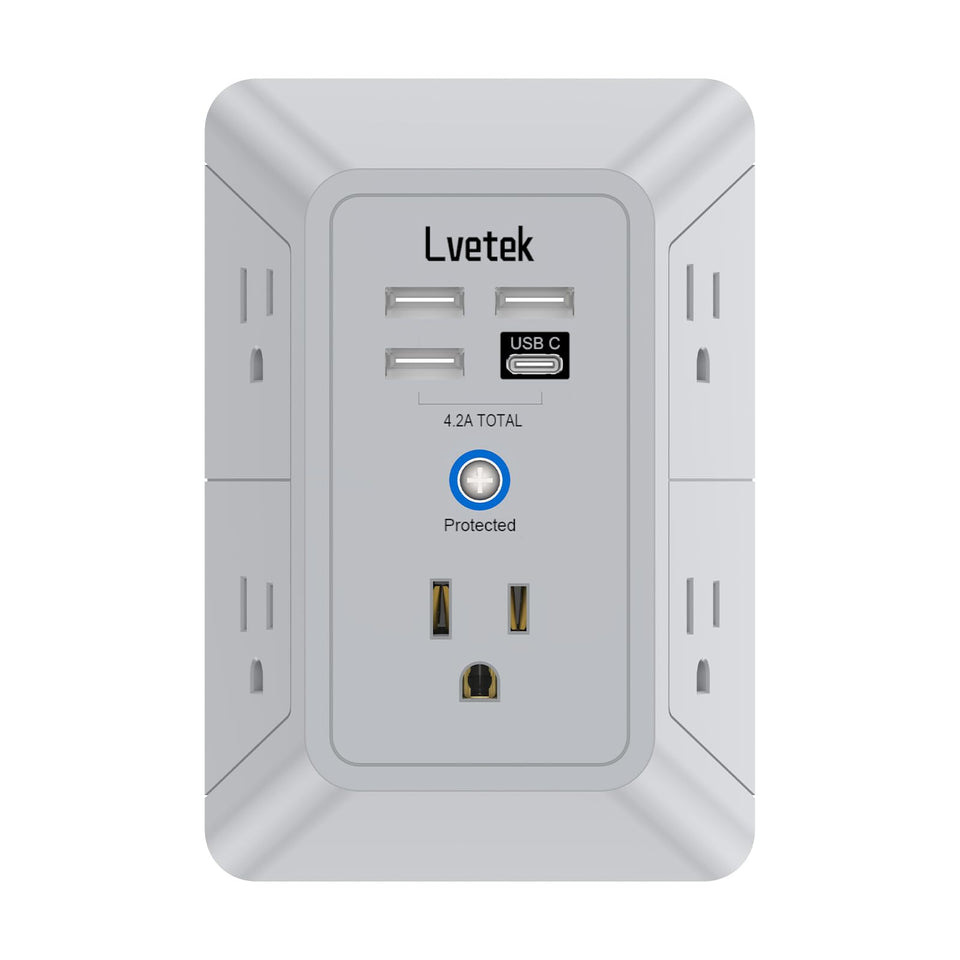 Lvetek outlet extender with 5 outlets and USB ports for clutter-free desks
