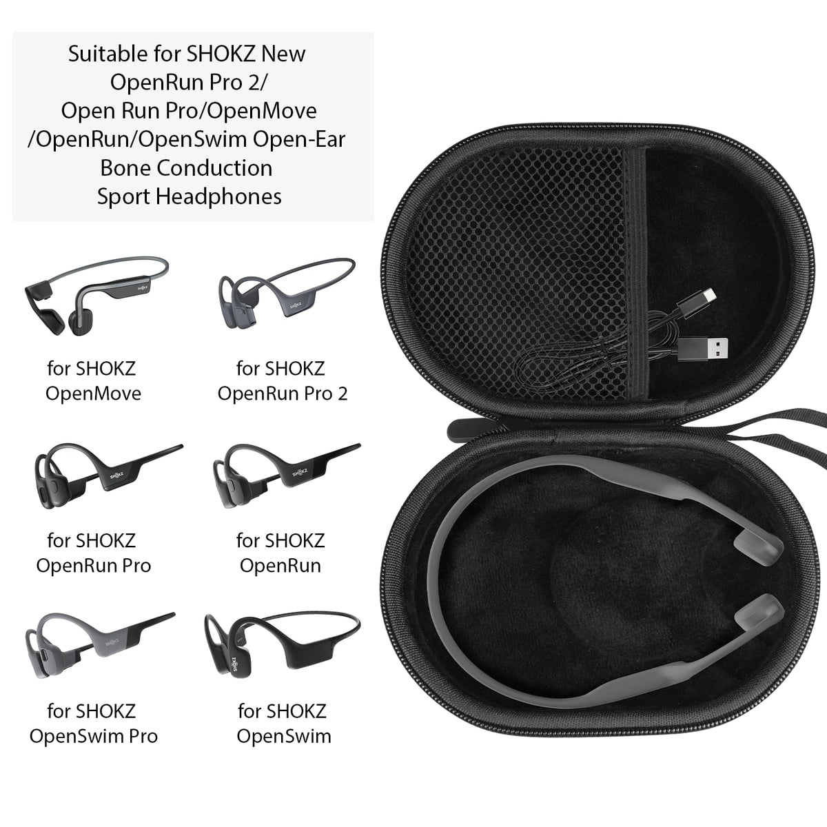 LVKAYCE EVA shell delivers durable protection for Shokz headphones.