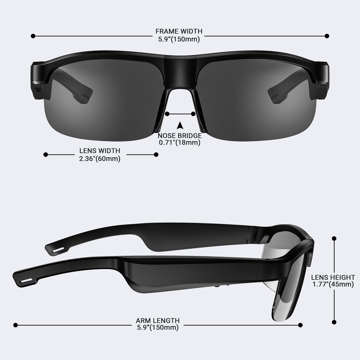 LVTEL Smart Glasses multifunction button simplifies music and call controls.