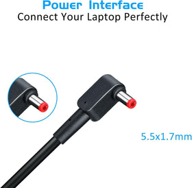 LVYATUO close-up of DC connector tip showing secure fit for Acer Nitro and Predator laptops