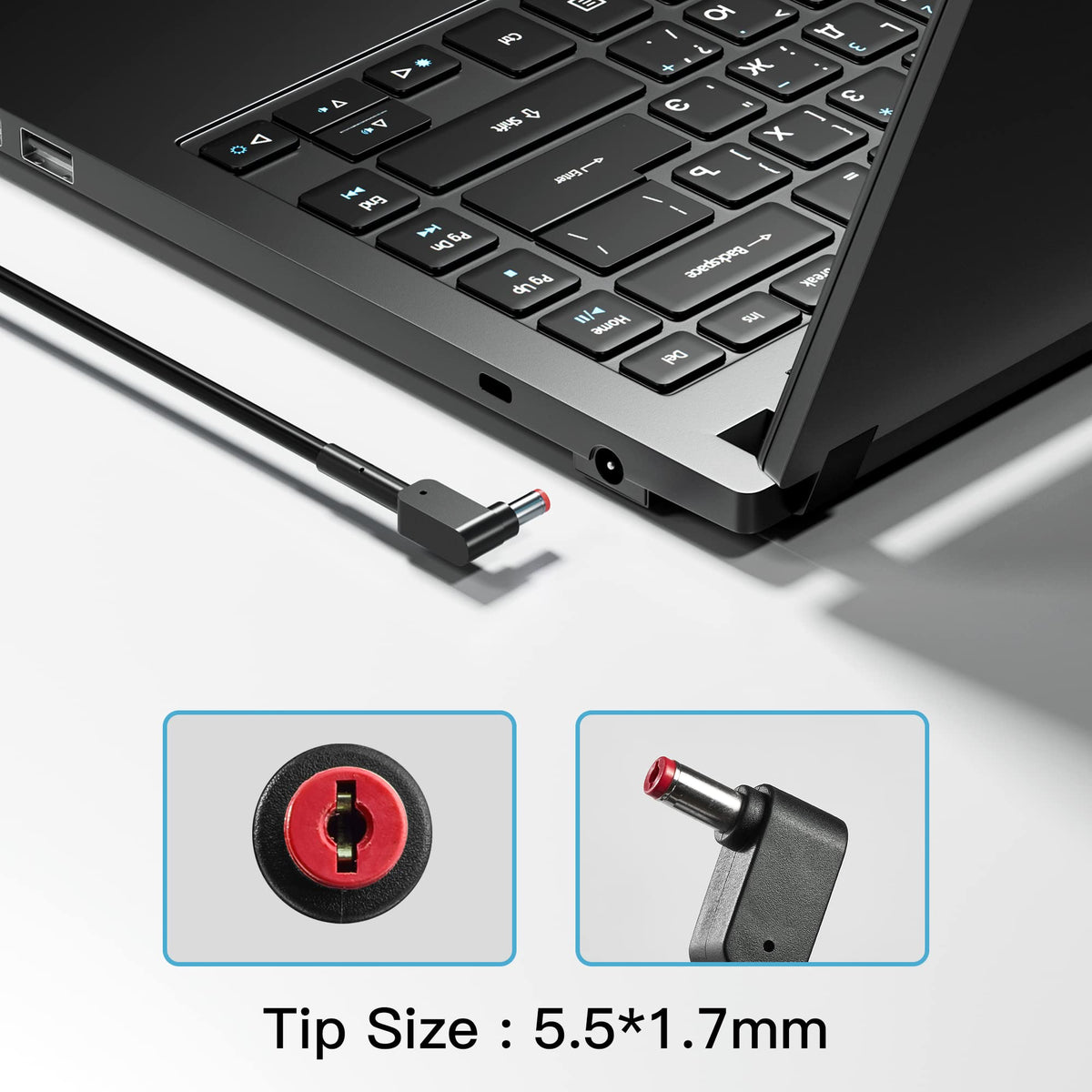 LVYATUO charger next to smartphone to show compact scale and convenient portability