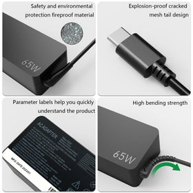 LVYATUO 65W USB-C charger side ports power Lenovo laptops and USB devices