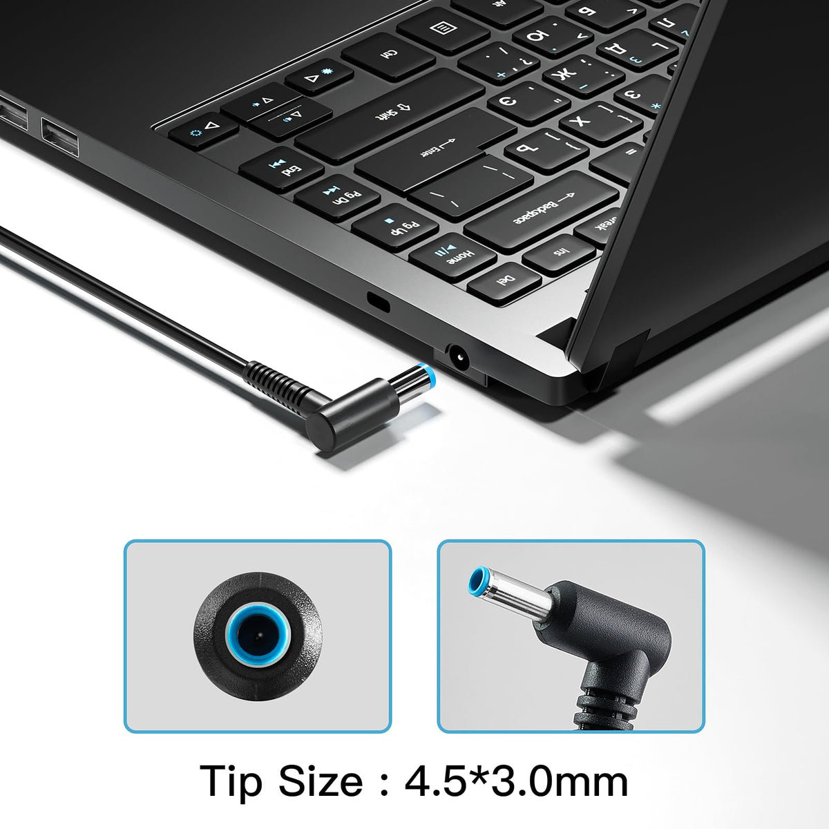 LVYATUO adapter powering an HP laptop demonstrating stable charging