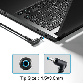 LVYATUO adapter powering an HP laptop demonstrating stable charging