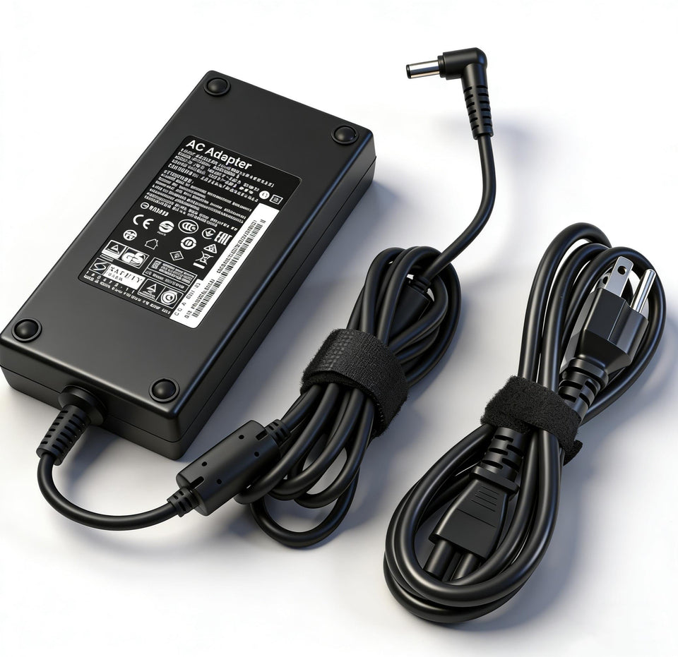 LVYATUO front view of 180W adapter showing labels and ports for reliable power