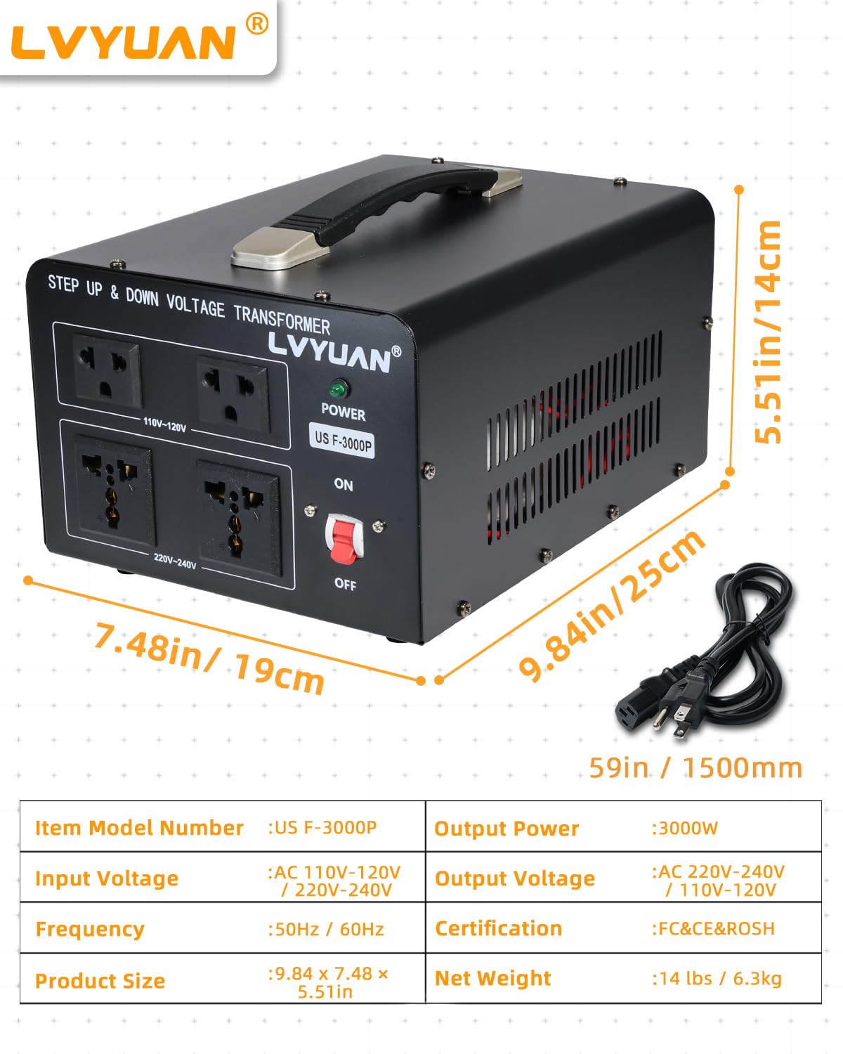 USA outlet on LVYUAN transformer for local devices
