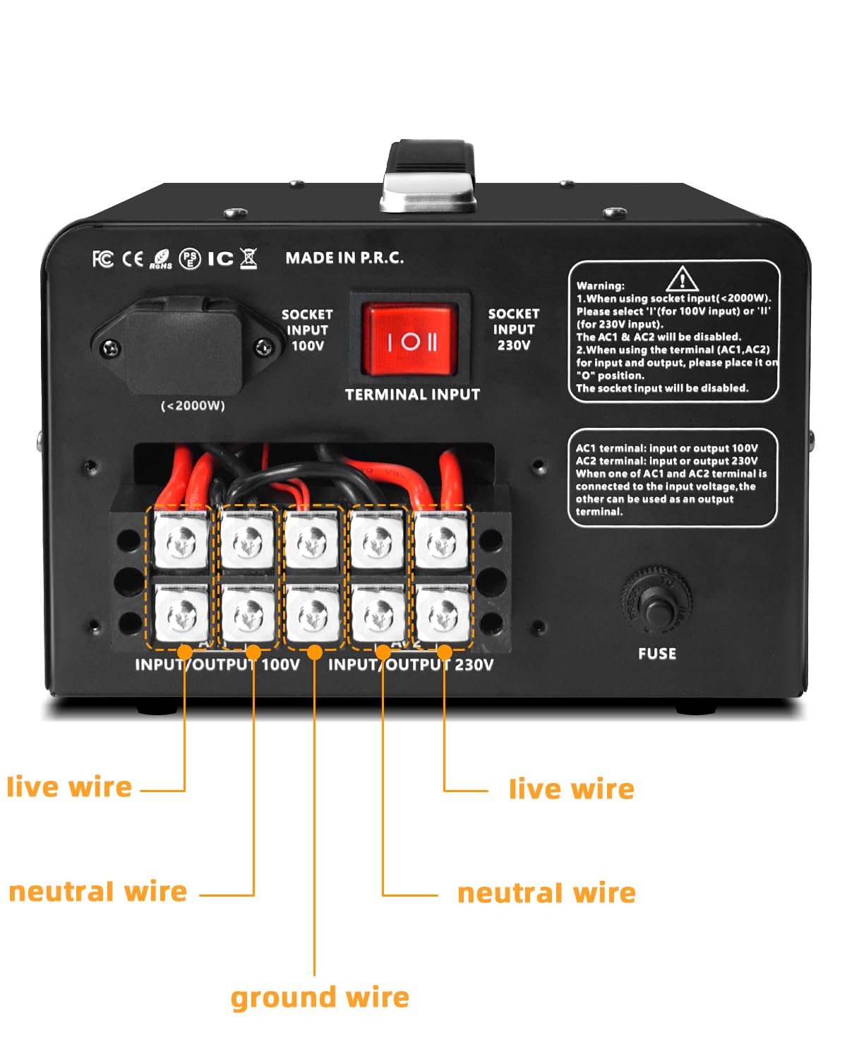 LVYUAN 5000W detachable cord for use in different countries and outlets.