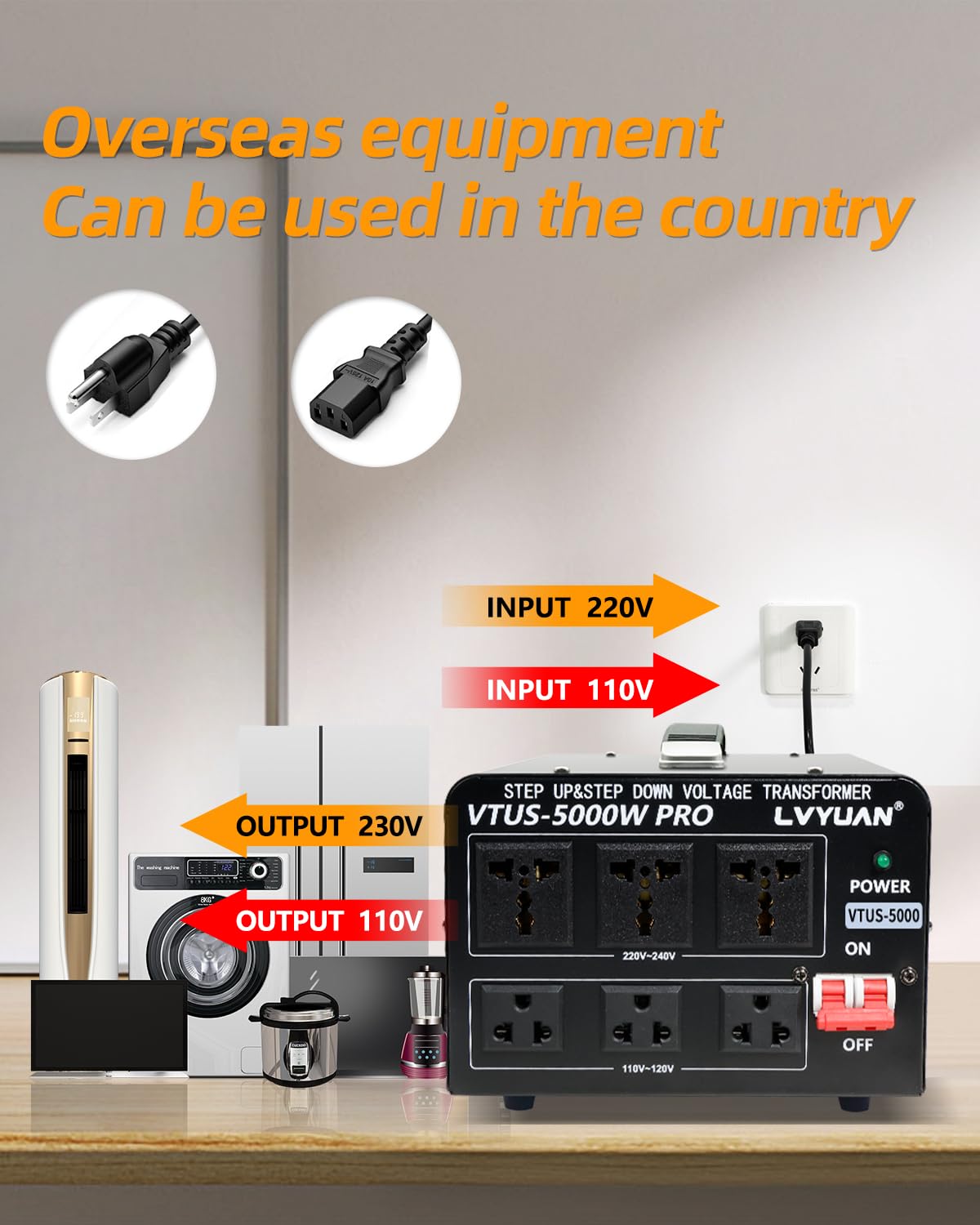 LVYUAN 5000W hardwired connection for safe appliance power delivery.