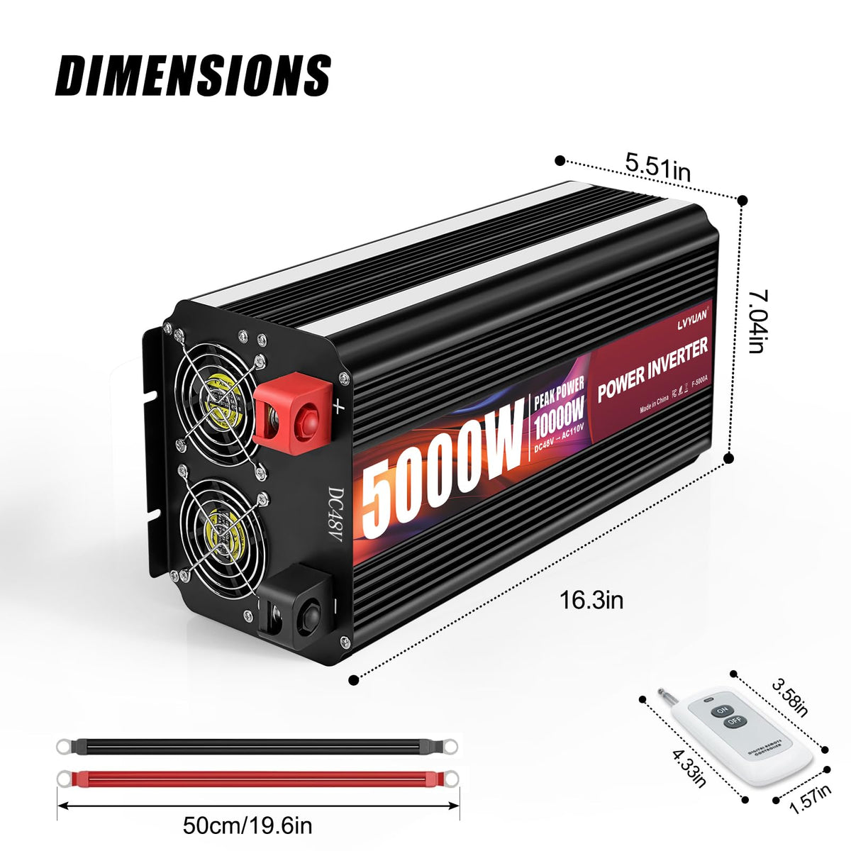 LVYUAN inverter protected against over/under voltage, overload, and short circuits.