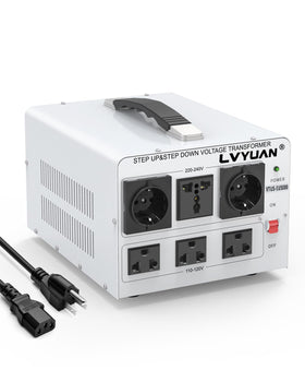 LVYUAN 5000W transformer front view with outlets for global use