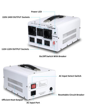 LVYUAN 5000W transformer side view highlighting fanless cooling