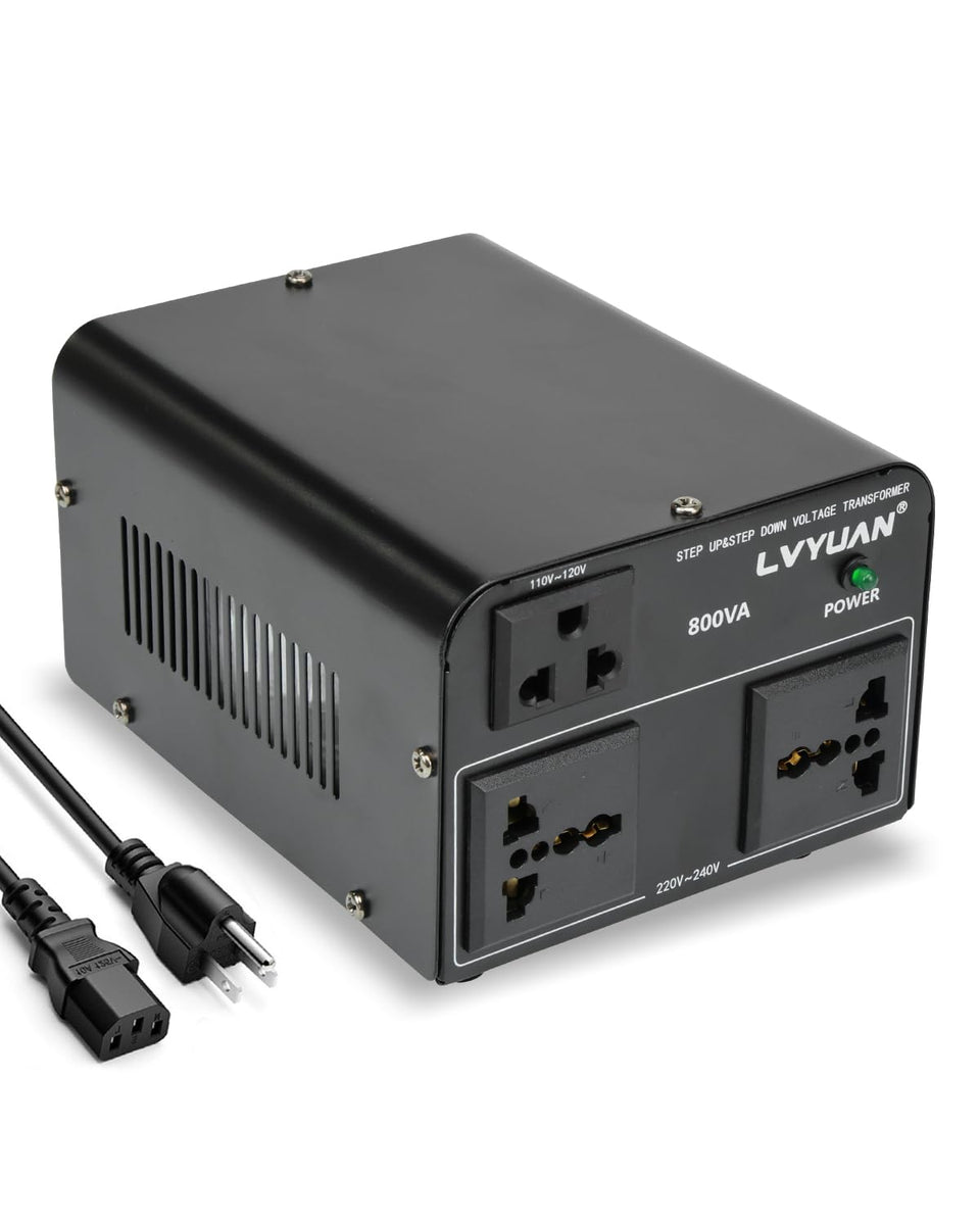 LVYUAN front panel showing outlets and status, convenient dual-voltage access