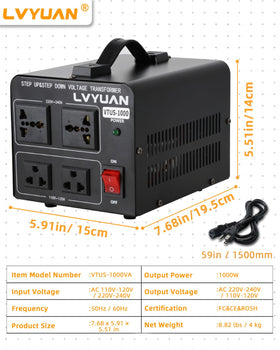 LVYUAN volt transformer kitchen use shown with appliances under 1000W