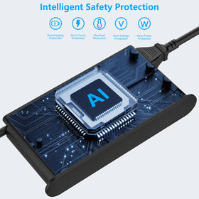 Lwuqen adapter side label with specs visible to confirm model and safety compliance