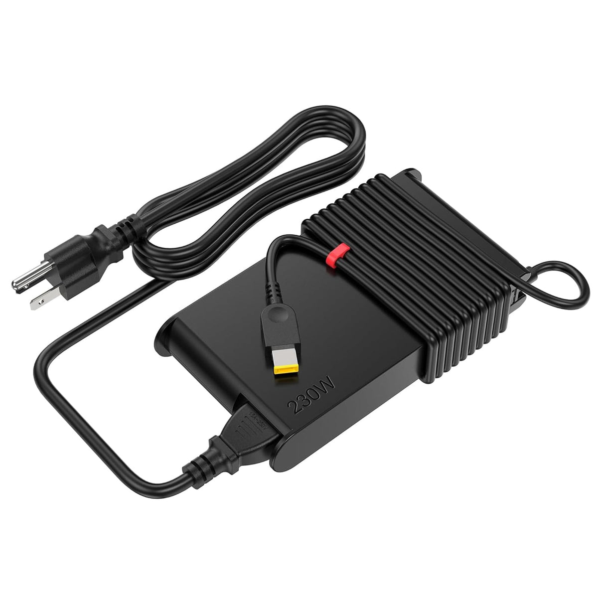 Lwuqen charger yellow square tip close-up offering secure, easy connection to Lenovo laptops