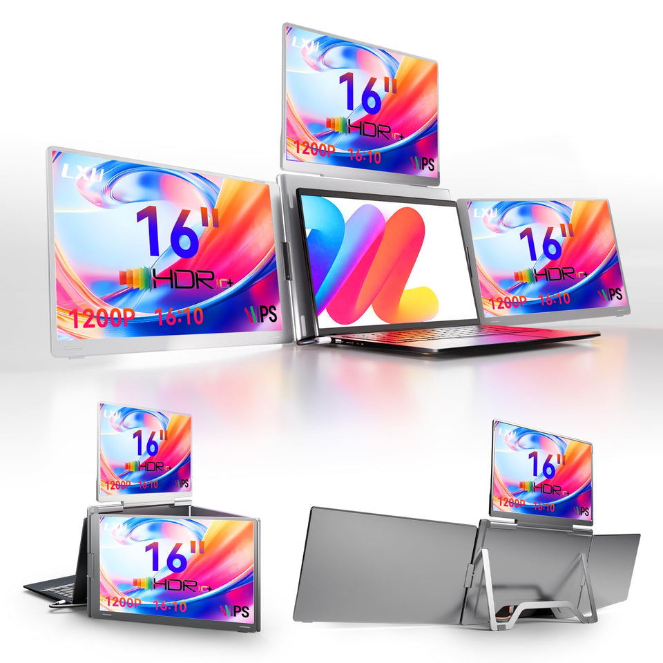 LXU S788 quad monitor extender top view showing expanded workspace for multitasking