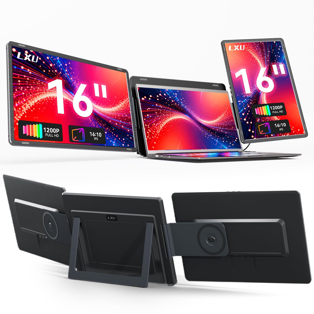 LXU Laptop Screen Extender in 16inch view boosts focus for on‑the‑go work.