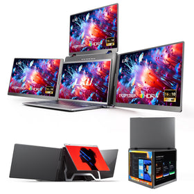 LXU laptop screen extender quad-monitor setup with expanded multitasking workspace.