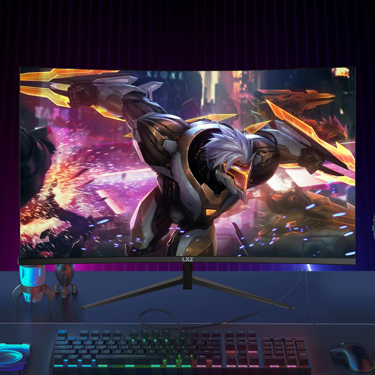 LXZ built-in dual speakers enhance gaming and media without extra peripherals